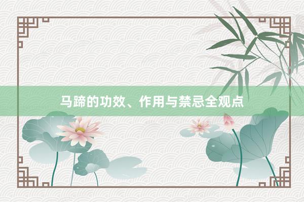 马蹄的功效、作用与禁忌全观点